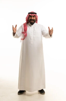 Saudi Man in Traditional Attire on White Background