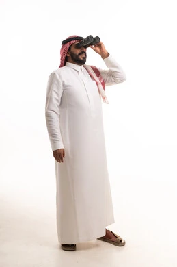 Saudi Man with Binoculars in Traditional Dress