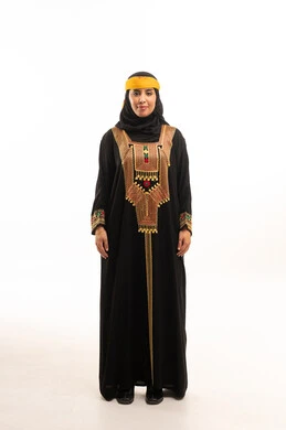 Omani Woman in Traditional Dress on White Background Omani Woman in Traditional Dress on White Background
