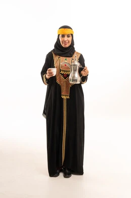 Omani Woman Traditional Dress with Coffee Pot
