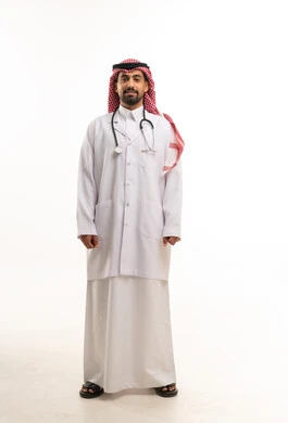 Saudi Male Doctor with Stethoscope on White Background