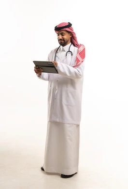 Saudi Male Doctor with Digital Tablet and Stethoscope
