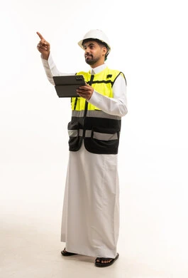 Saudi Engineer with Tablet and Safety Gear