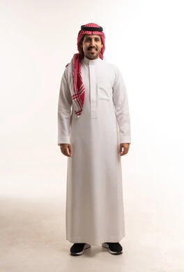 Saudi Man in Traditional Thobe on White Background