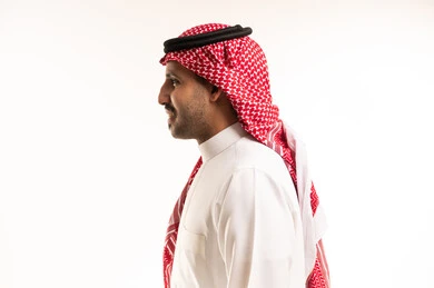 Saudi Man in Traditional Dress Side Profile Studio