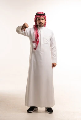 Saudi Man Giving Thumbs Down in Traditional Dress