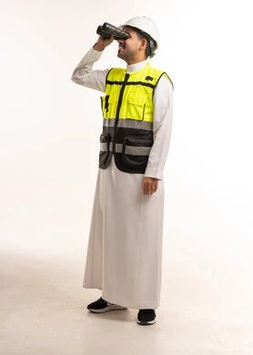 Saudi Engineer with Binoculars wearing Safety Gear