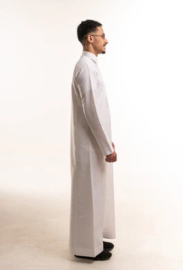 Saudi Man in White Thobe Side Profile Studio Shot