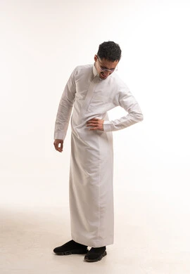 Saudi Man Wearing White Thobe on White Background