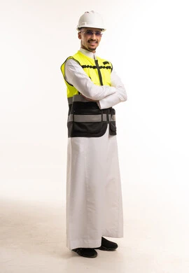 Saudi Male Engineer in Safety Vest and Hard Hat Portrait
