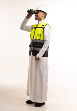 Saudi Engineer with Binoculars in Traditional Thobe