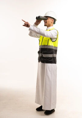 Saudi Engineer with Binoculars and Safety Vest