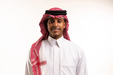 Saudi Young Man in Traditional Dress on White Background