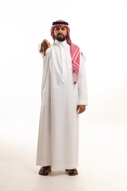 Saudi Man Giving Thumbs Down Gesture Disapproval