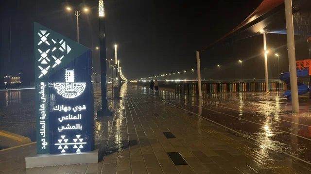 ممشى ضاحية الملك فهد بالسعودية في ليلة ممطرة ممشى ضاحية الملك فهد بالسعودية في ليلة ممطرة