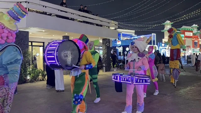 Global Village Dubai Night Parade with LED Drums