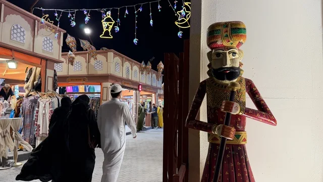 Traditional Market Statue with Ramadan Night Lights