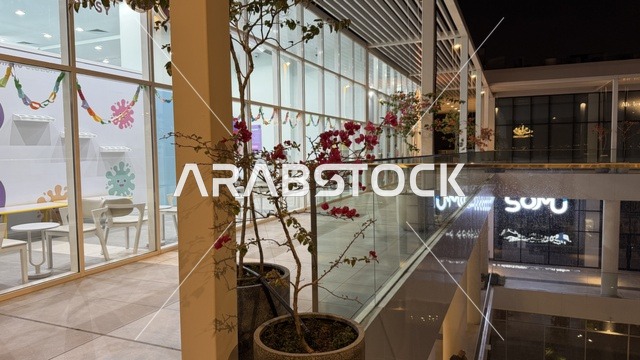 Modern Shopping Mall Interior Architecture at Night