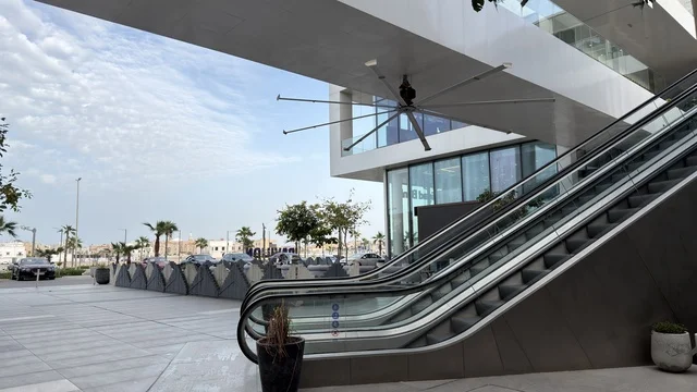Modern Commercial Building Outdoor Escalator and Plaza