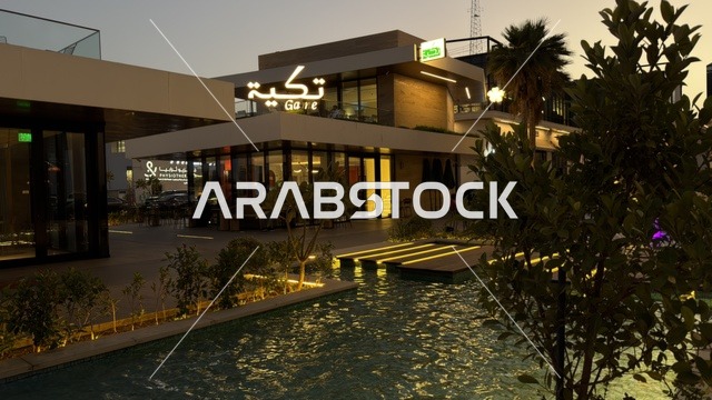 مبنى مطعم تكية في السعودية وقت المساء