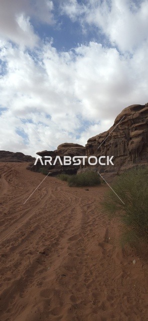 تضاريس صحراء تبوك السعودية مع التكوينات الصخرية