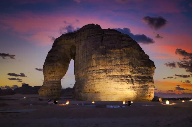 Elephant Rock AlUla Saudi Arabia Desert at Twilight