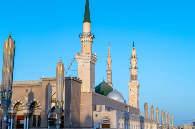 المسجد النبوي المدينة المنورة القبة الخضراء والمآذن المسجد النبوي المدينة المنورة القبة الخضراء والمآذن