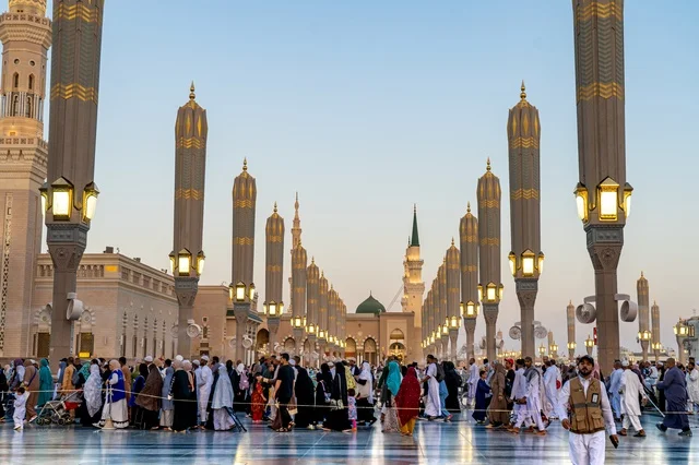 Al-Masjid an-Nabawi Medina Mosque Courtyard at Twilight
