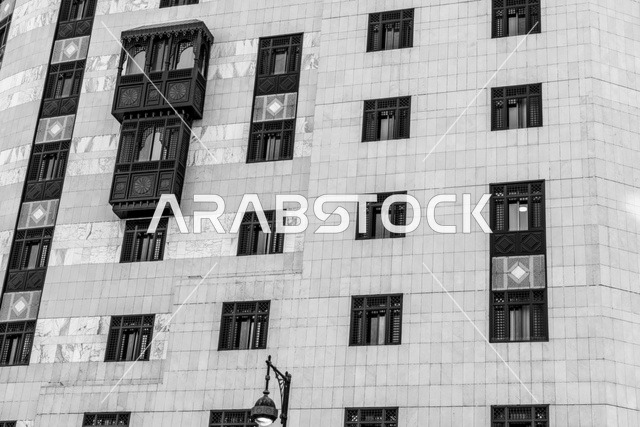 Traditional Mashrabiya Building Facade in Medina Saudi Arabia