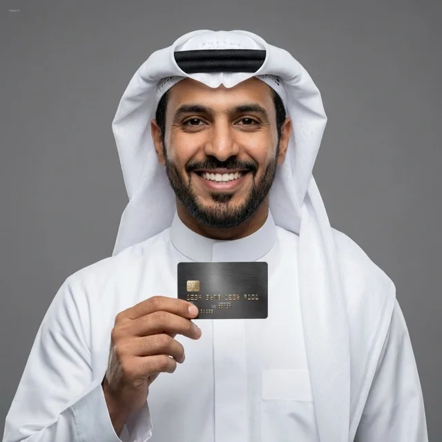 شاب سعودي يحمل بطاقة ائتمانية سوداء فاخرة