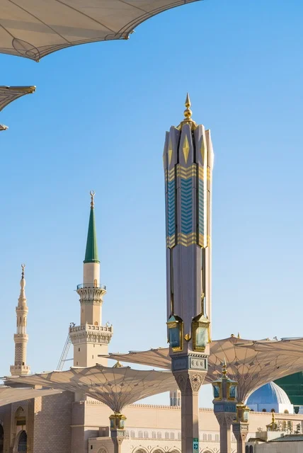Prophet's Mosque Madina Minarets and Umbrellas