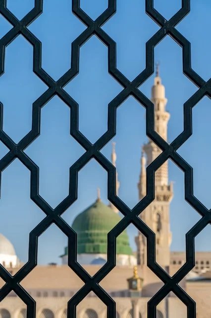 Al-Masjid an-Nabawi Green Dome and Minaret in Madinah