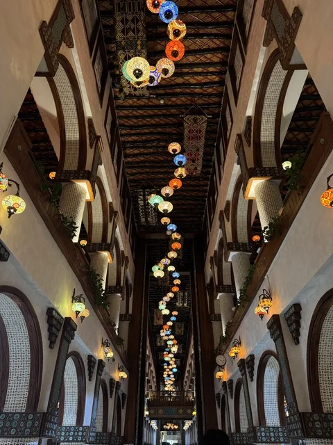 Traditional Qatar Interior with Hanging Colorful Lanterns
