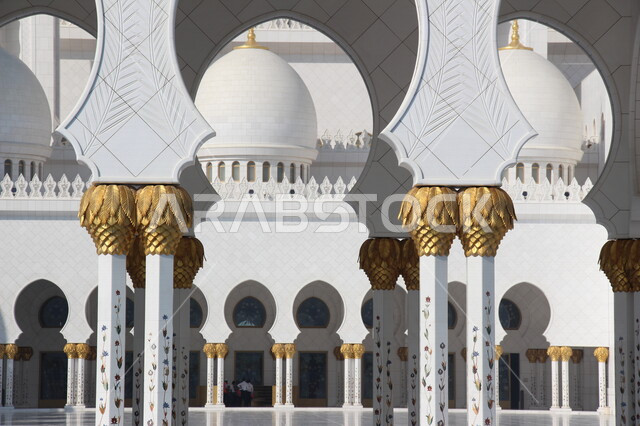 جامع الشيخ زايد بن سلطان آل نهيان في أبوظبي بدولة الإمارات العربية المتحدة ، مسجد الشيخ زايد بأبو ظبي ، العبادة والتقرب الى الله ، الفن الاسلامي المعماري في الإمارات ، قبة مسجد الشيخ زايد الكبير