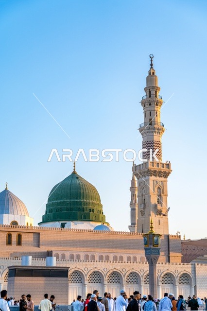 القبة الخضراء ومئذنة المسجد النبوي في المدينة المنورة