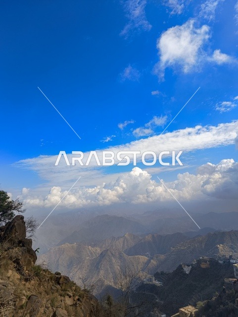 Jazan Mountains Saudi Arabia Under Blue Sky