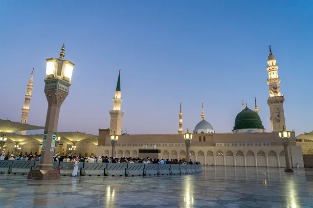 Al-Masjid an-Nabawi Medina Green Dome at Twilight