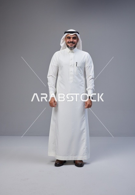 Saudi Man in Traditional Thobe Studio Portrait