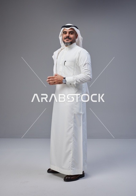 Saudi Man in Traditional Thobe Studio Portrait