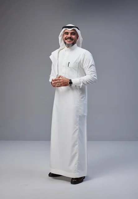 Saudi Man in Traditional Thobe Standing in Studio