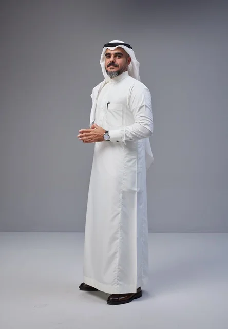 Saudi Man in Traditional Thobe Studio Full Portrait