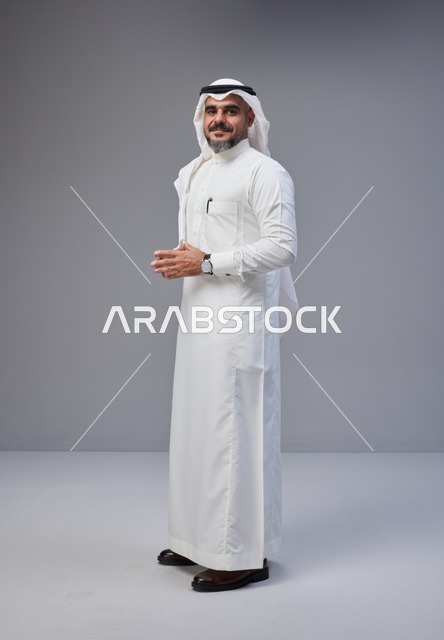 Saudi Man in Traditional Thobe and Agal Studio Shot