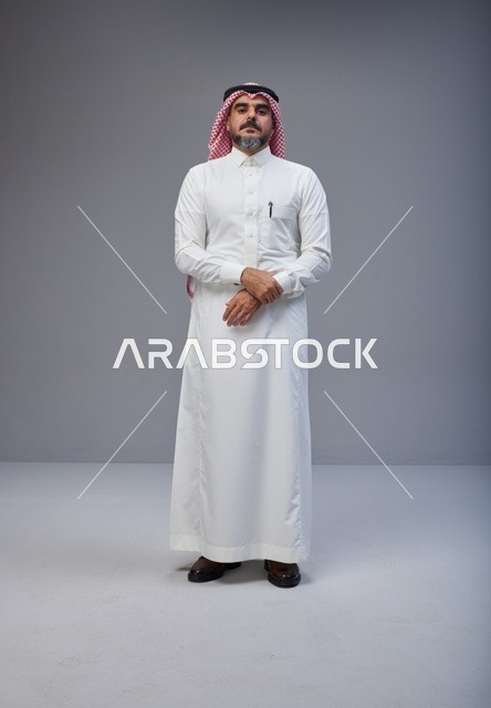 Saudi Man in Traditional Thobe and Shemagh Portrait