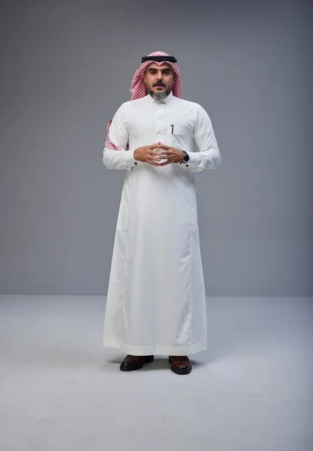 Saudi Man in Traditional Dress in Studio Portrait