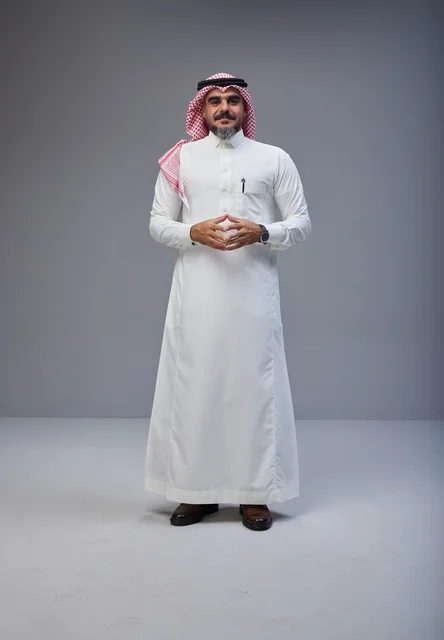 Saudi Man in Traditional Thobe Studio Portrait