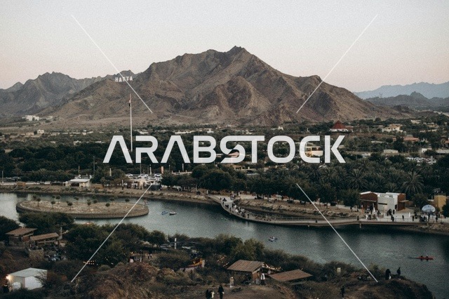 Hatta Mountains and Lake Landscape Dubai UAE
