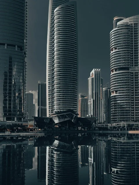 Dubai Water Canal Skyscrapers Reflection Skyline