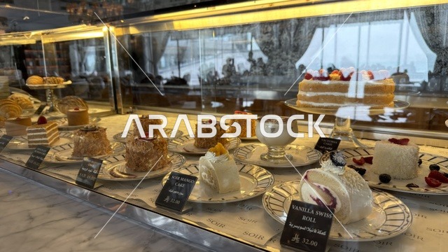 عرض الحلويات والكيك في مجمع مطل بالخبر
