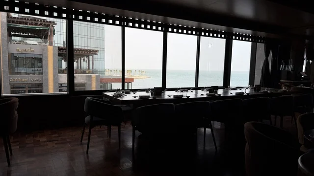 The interior design of a luxury restaurant in a complex overlooking Khobar.
