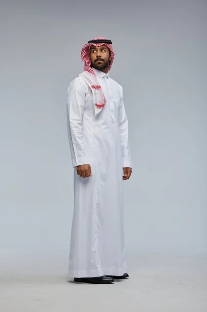 Saudi Man in Traditional Thobe and Shemagh Studio Shot